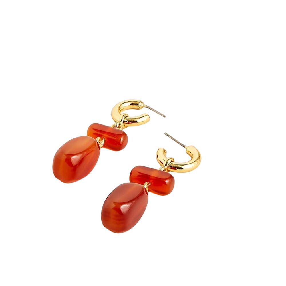 NWT J. Crew Vibrant Red Semiprecious Stone Drop Earrings - Sold Separately